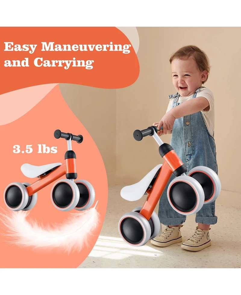 Toddler Balance Bike with 4-Wheel Design for Stability and Easy Riding