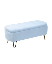 sumyeg Storage Ottoman Bench for End of Bed Gold Legs Modern Grey Faux Fur Entryway Upholstered Padded