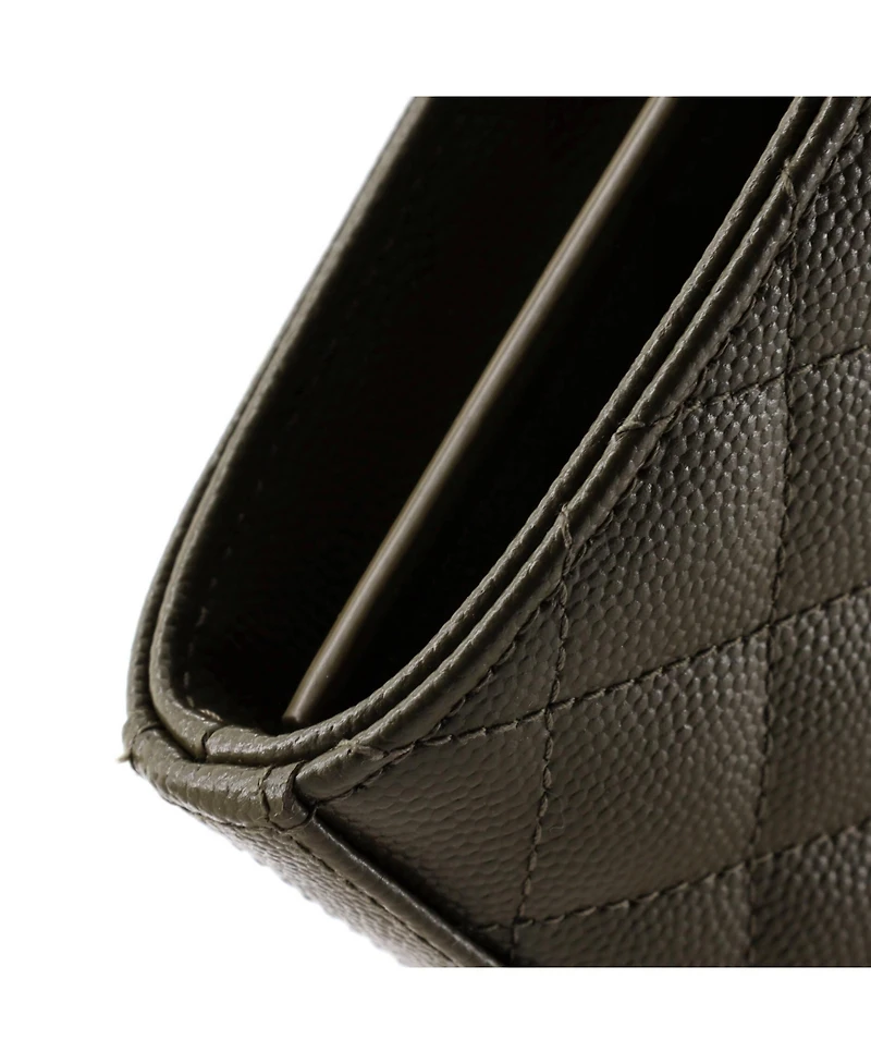 Pre-Owned Saint Laurent Medium Classic Monogram Chain Wallet Mixed Matelasse Leather