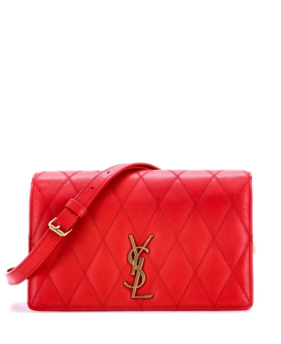 Pre-Owned Saint Laurent Small Angie Chain Shoulder Bag Quilted Leather