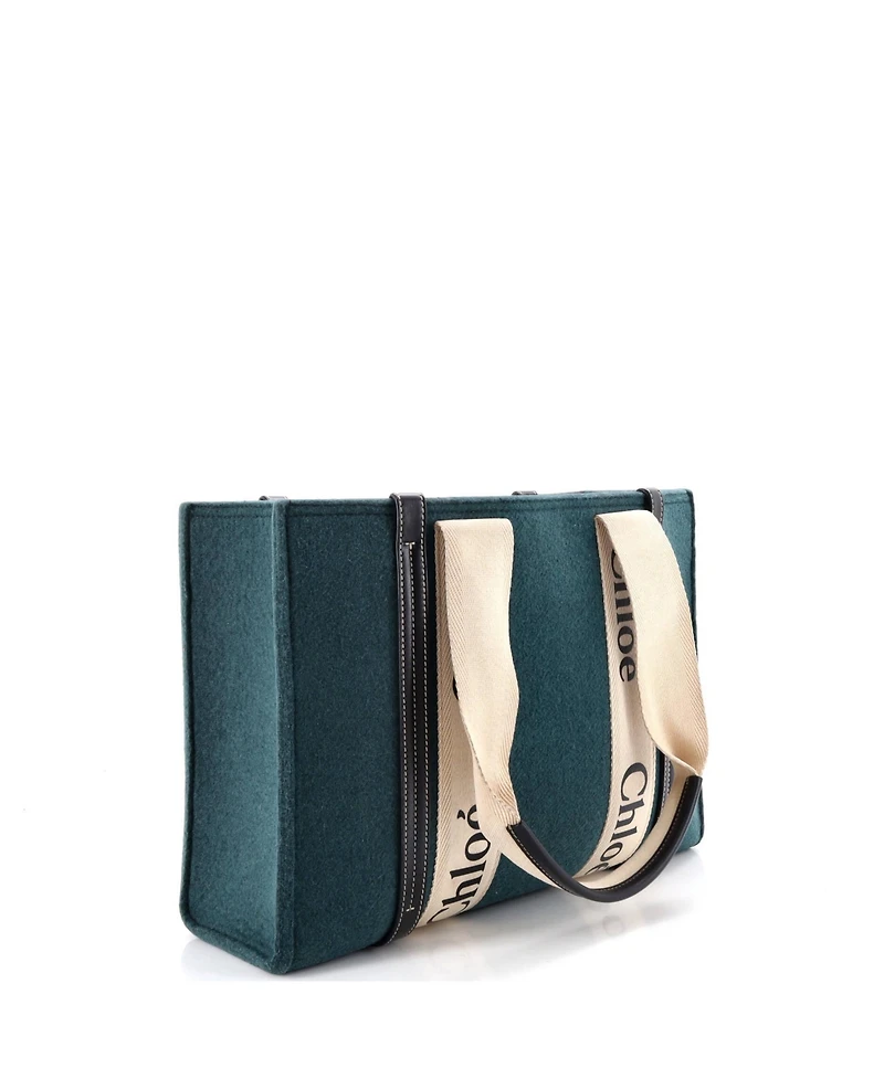Pre-Owned Chloe Woody Tote Felt with Leather and Canvas