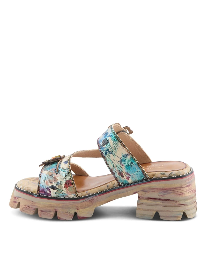 L'Artiste Women's Myrina Chunky Heel Sandal with Soft Leather and Comfort Fit