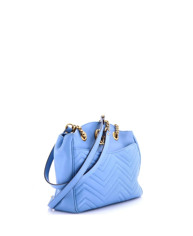 Pre-Owned Gucci Medium Gg Marmont Chain Tote Matelasse Leather