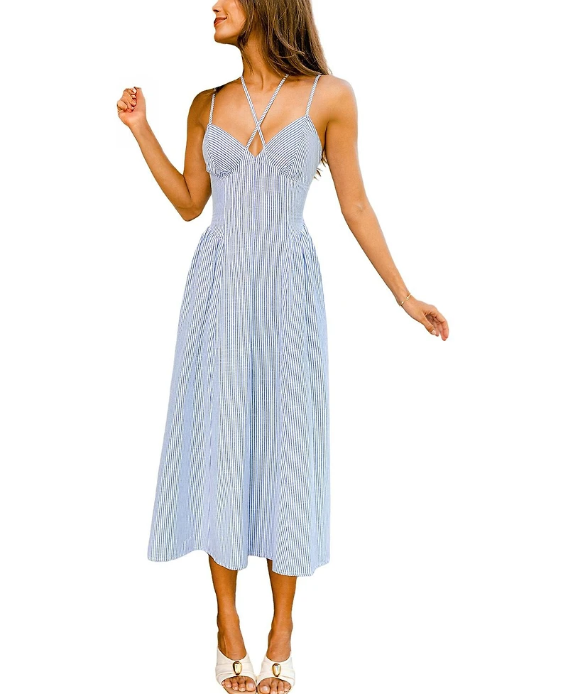 Cupshe Women's Living Proof Striped Maxi Beach Dress