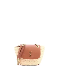 Pre-Owned Saint Laurent Mini Manon Basket Bag Raffia with Leather