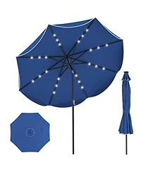 Sugift 10 ft Scalloped Solar Patio Umbrella with 24 Led Lights and Tilt Crank