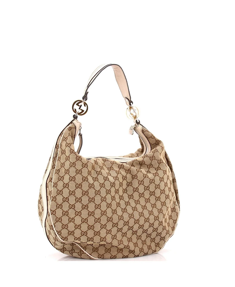 Pre-Owned Gucci Large Twins Hobo Gg Canvas
