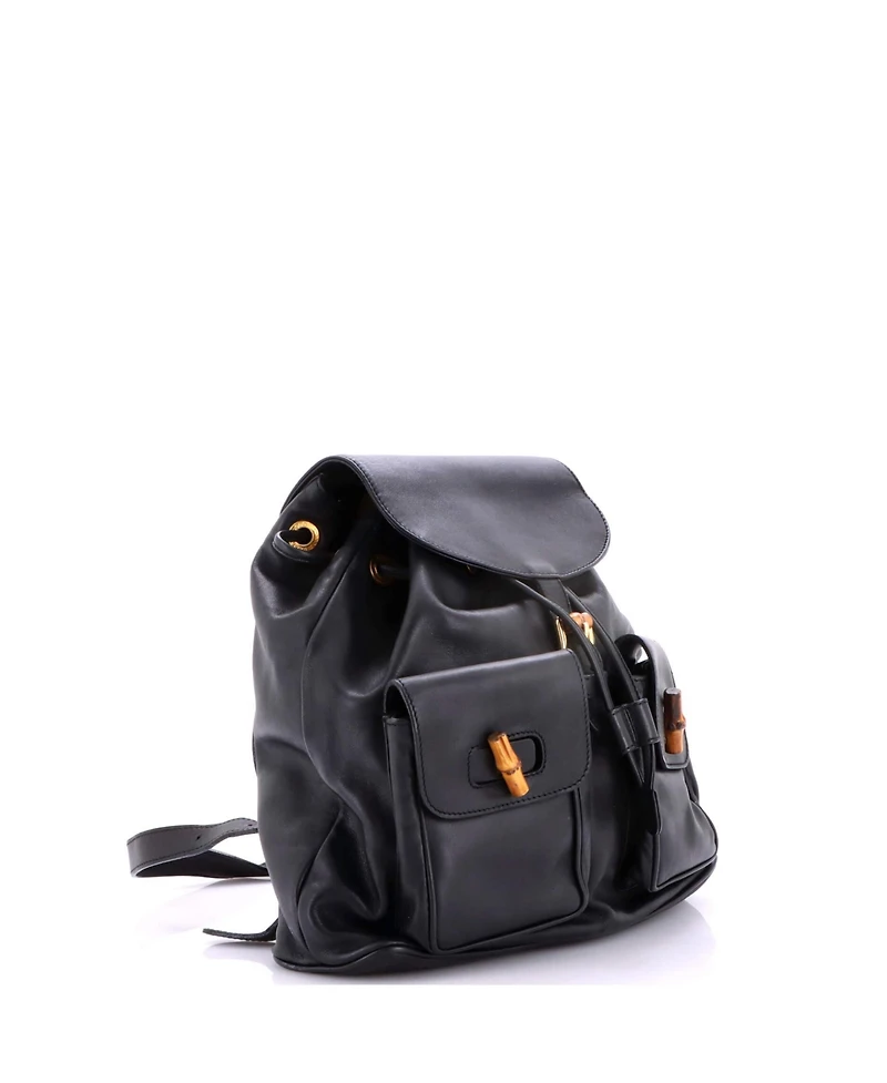Pre-Owned Gucci Medium Vintage Bamboo Backpack Leather