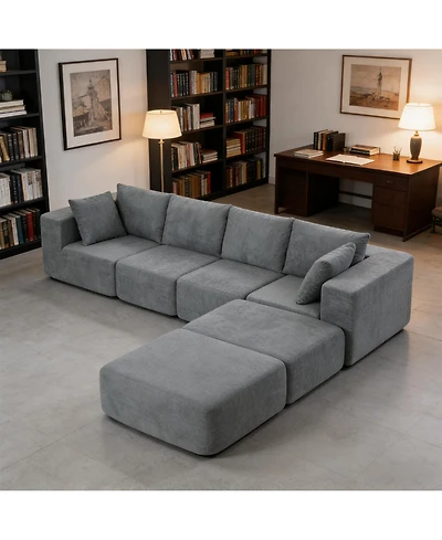 Clihome Modular U-Shaped Sectional Sofa - Deep Velvet Cloud Couch with Removable Cushions