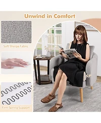 Sugift Sherpa Accent Chair Modern Living Room Chair with Seat Cushion