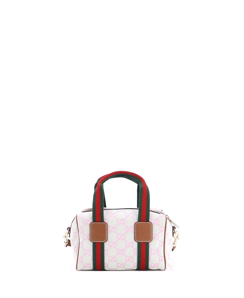 Pre-Owned Gucci Mini Web Boston Bag Gg Canvas