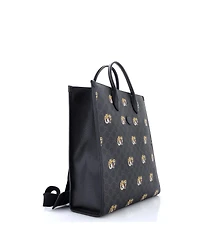 Pre-Owned Gucci Tall Interlocking G Patch Web Strap Convertible Tote Printed Gg Coated Canvas