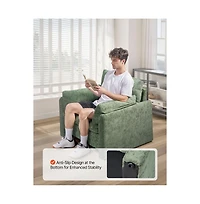 Sugift Accent Chair Modern Fabric Armchair with Arched Backrest for Living Room
