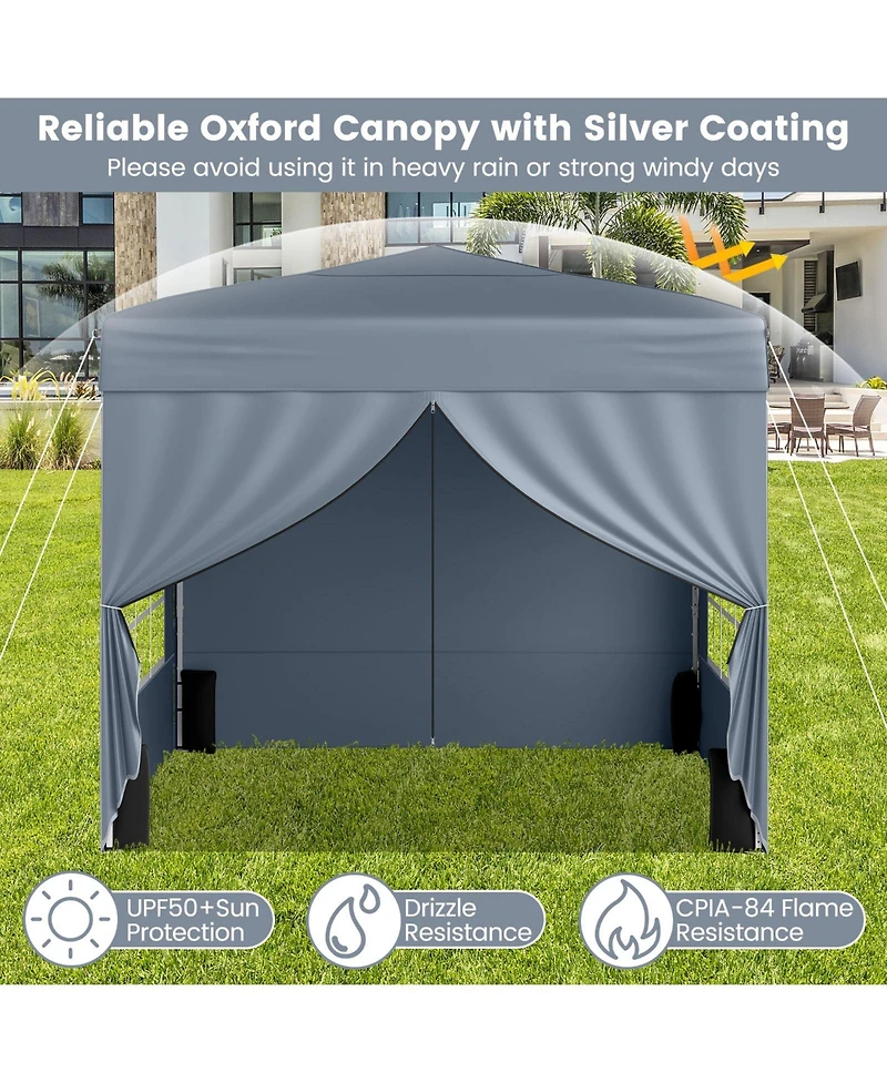 Sugift 10 x 10 ft Pop Up Canopy Tent Commercial Sunshade Shelter with Four Sidewalls