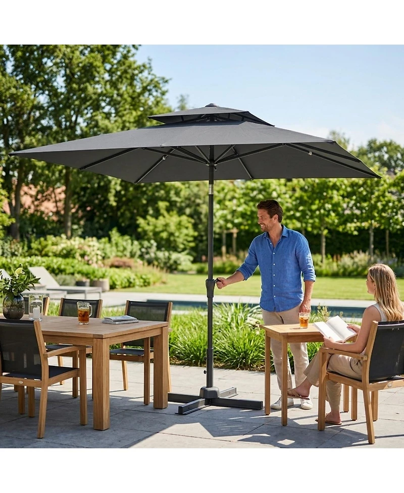 Sugift 10 ft Cantilever Patio Umbrella with 360 Rotation Air Vent and Eight Ribs