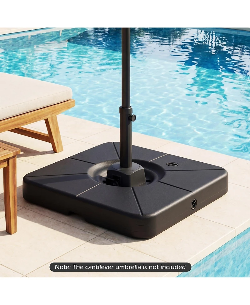 Sugift Cantilever Patio Umbrella Base 220 lb Water and Sand Fillable Weighted Stand