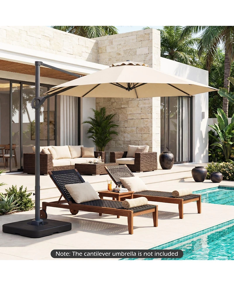 Sugift Cantilever Patio Umbrella Base 220 lb Water and Sand Fillable Weighted Stand