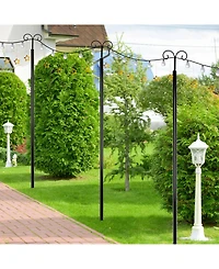 Sugift 10 ft String Light Poles 2 Pack Outdoor Metal Poles with Top Arc Hook