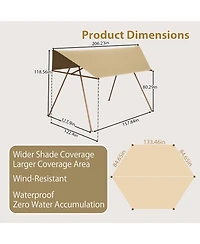 Mondawe Hexagonal Shade Sail Canopy with Upf 50+ Waterproof Fabric and Metal Frame