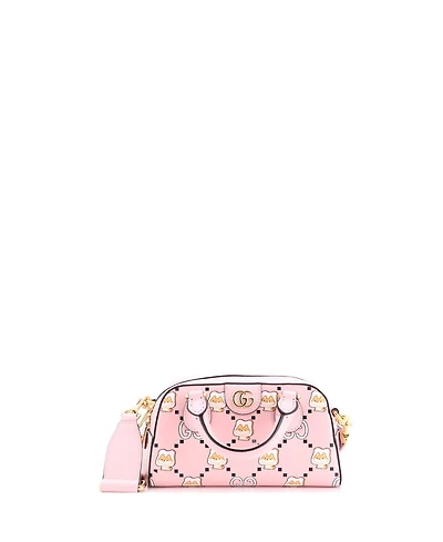 Pre-Owned Gucci Mini Ophidia Convertible Boston Top Handle Bag Kawaii Printed Leather