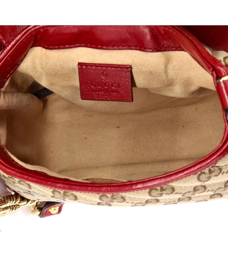 Pre-Owned Gucci Mini Gg Marmont Top Handle Flap Bag Diagonal Quilted Gg Canvas with Leather
