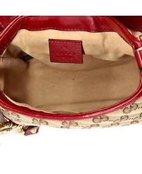 Pre-Owned Gucci Mini Gg Marmont Top Handle Flap Bag Diagonal Quilted Gg Canvas with Leather