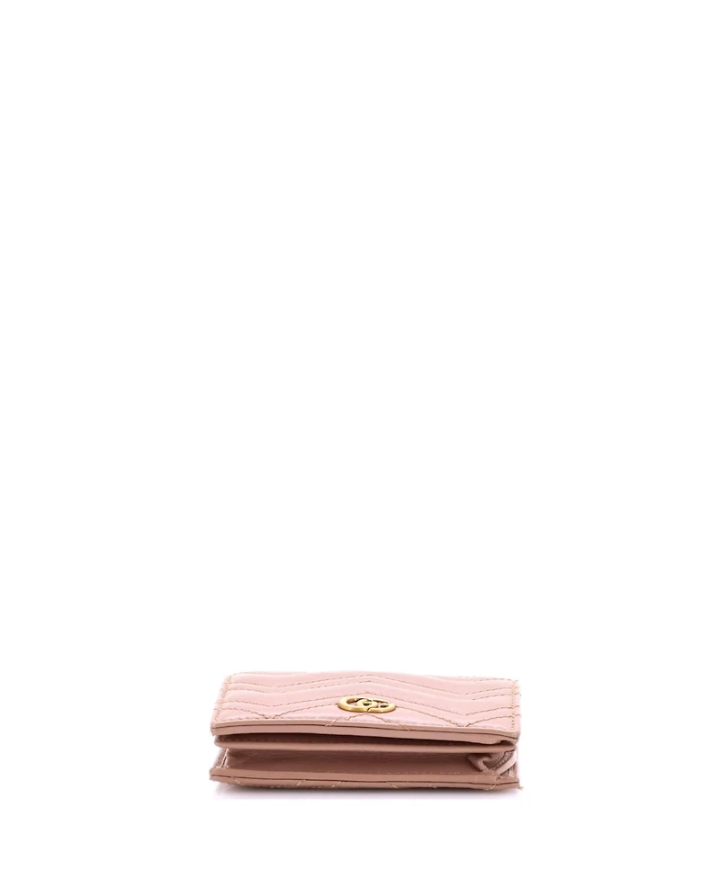 Pre-Owned Gucci Gg Marmont Flap Card Case Matelasse Leather