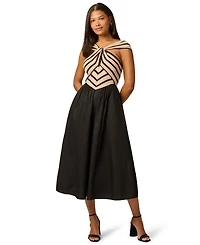 Adrianna Women's Halter-Neck Stretch Midi Dress