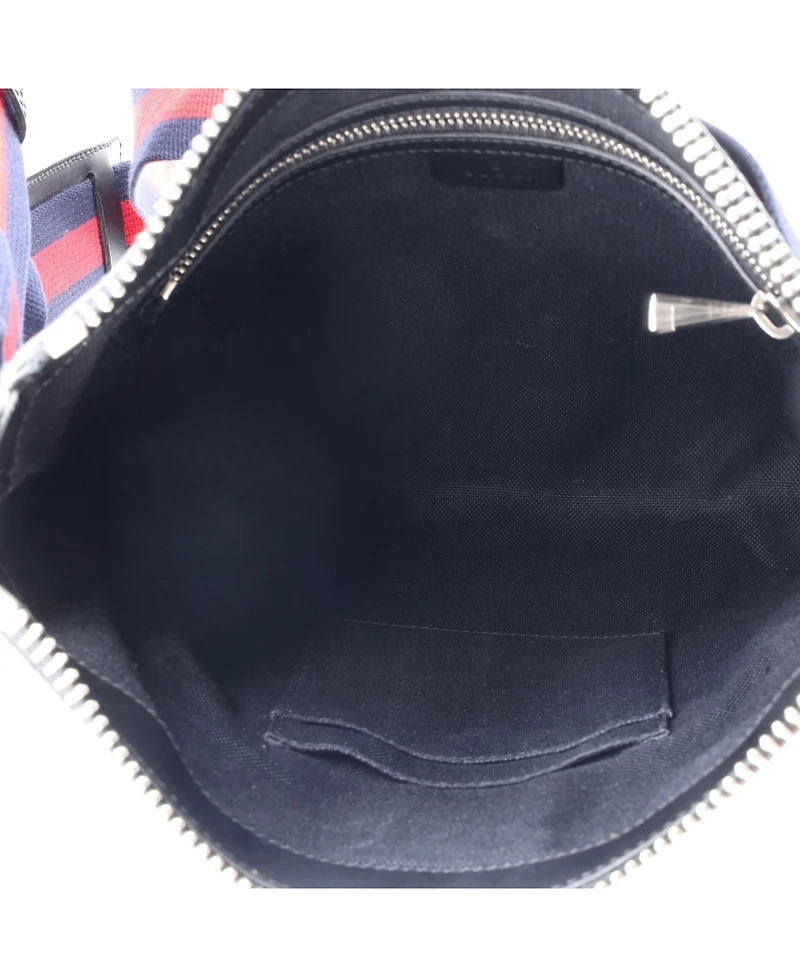 Pre-Owned Gucci Medium Web Strap Front Zip Messenger Bag Gg Coated Canvas