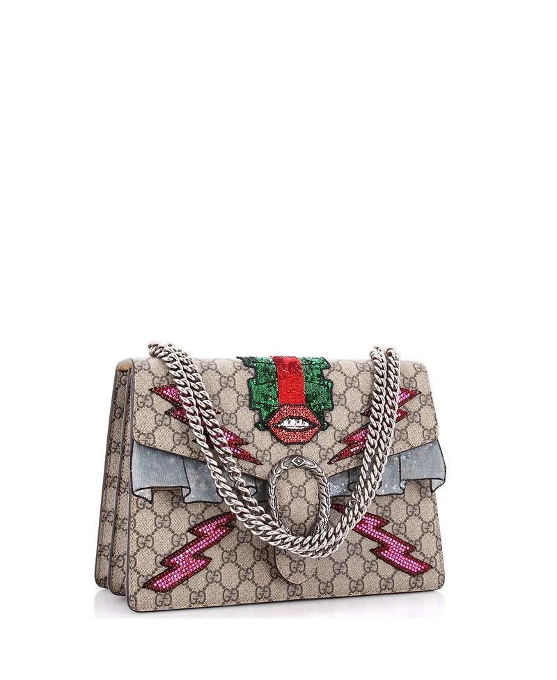 Pre-Owned Gucci Medium Dionysus Bag Embellished Gg Coated Canvas