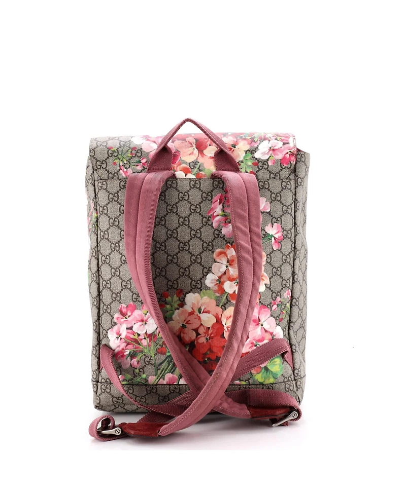 Pre-Owned Gucci Medium Buckle Backpack Blooms Print Gg Coated Canvas