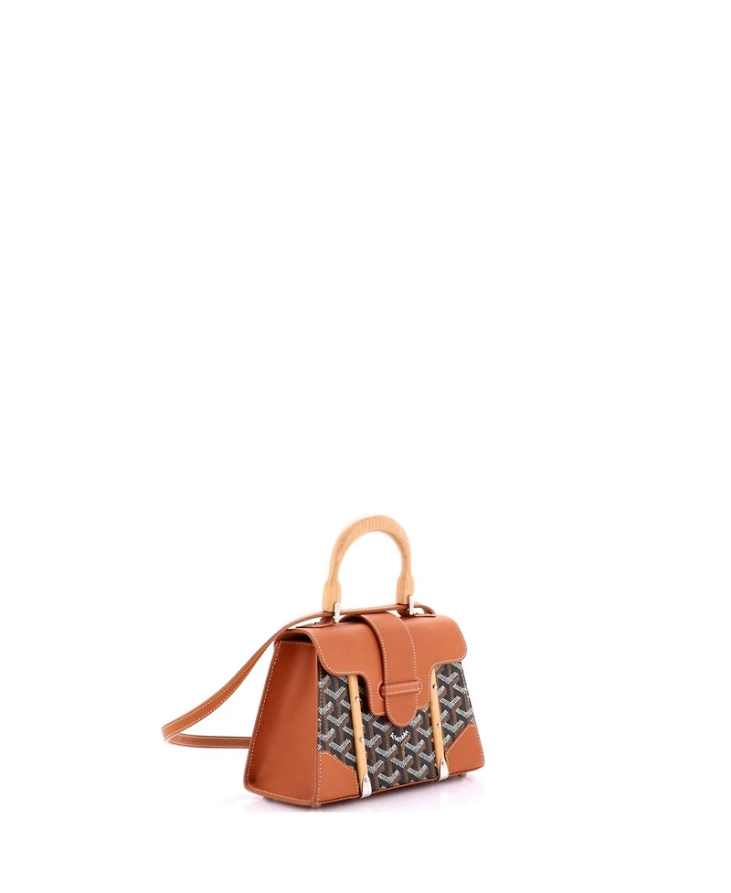 Pre-Owned Goyard Mini Structured Saigon Top Handle Bag Coated Canvas with Leather