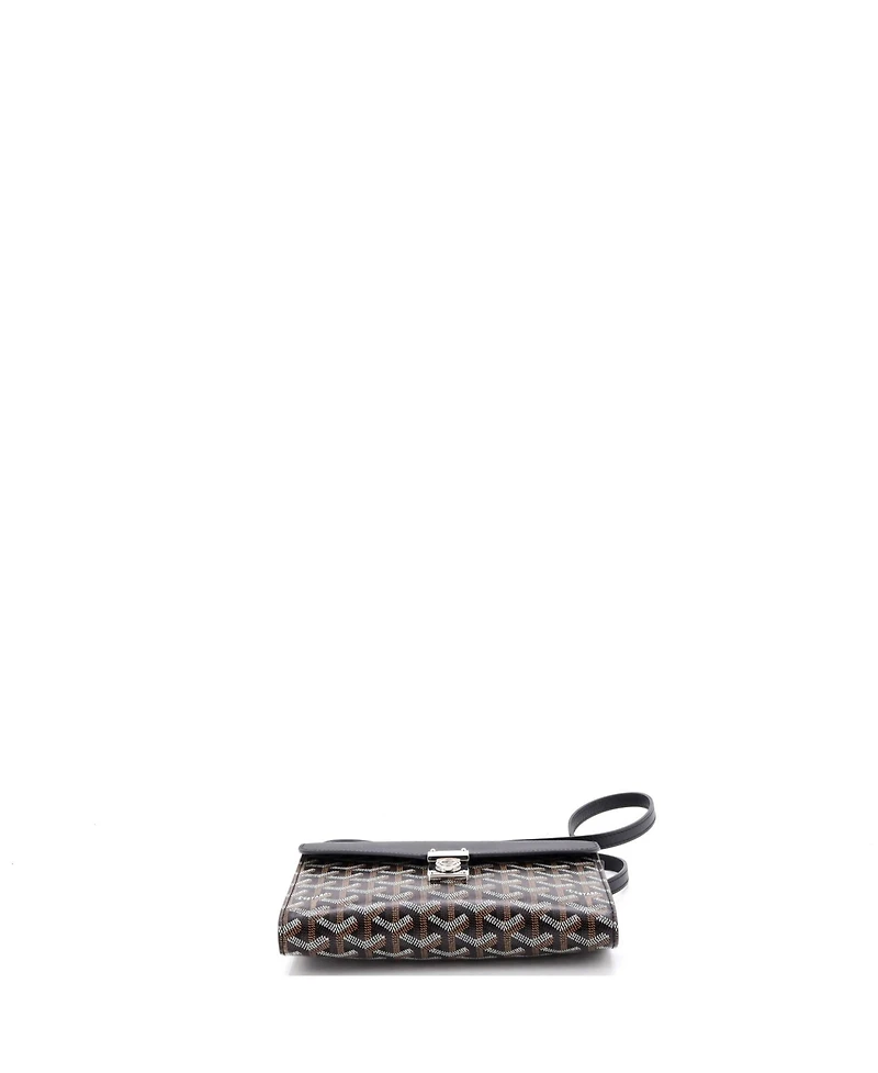 Pre-Owned Goyard Chypre Wallet on Strap Coated Canvas with Leather