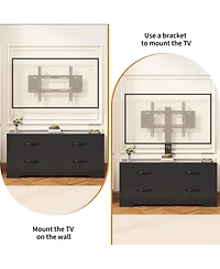 gaomon Tv Stand with Mount - Modern Entertainment Center, 6-Drawer Rattan Dresser for 32-85 Inch TVs