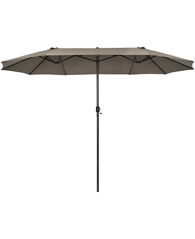 Sugift 15 Feet Double-Sided Patio Umbrella with Hand-Crank System