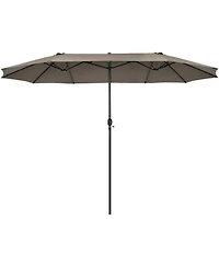 Sugift 15 Feet Double-Sided Patio Umbrella with Hand-Crank System