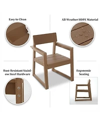 Clihome Hdpe Outdoor Dining Armchairs, All-Weather Patio Chairs with Backrest and Armrests