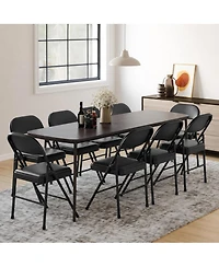 homfan Set of 8 Folding Chairs – Metal Chairs Hold Up to 350 Pounds, Foldable for Outdoor and Indoor Use