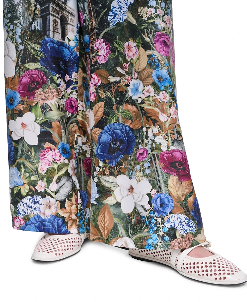 Karl Lagerfeld Paris Women's Scene Printed Pull-On Pants
