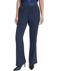 Karl Lagerfeld Paris Womens Striped Straight Leg Denim Waistband Pants
