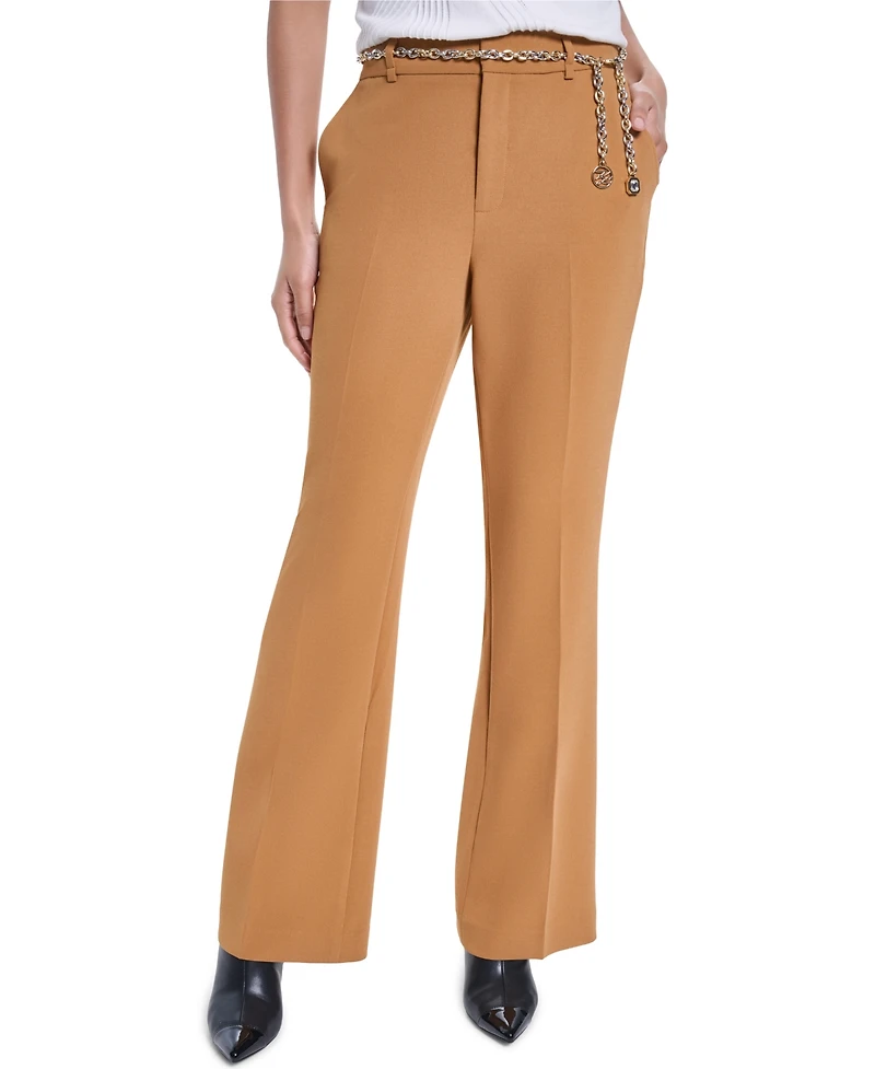 Karl Lagerfeld Paris Women's Mid-Rise Chain Belt Pants