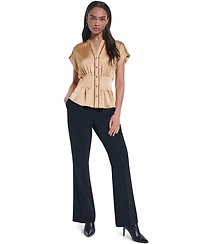 Karl Lagerfeld Paris Women's Short-Sleeve Button-Front Blouse