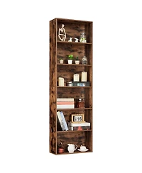 homfan 6 Tier Tall Wooden Bookcase Open Standing Bookshelf Display Storage Shelves for Home Office