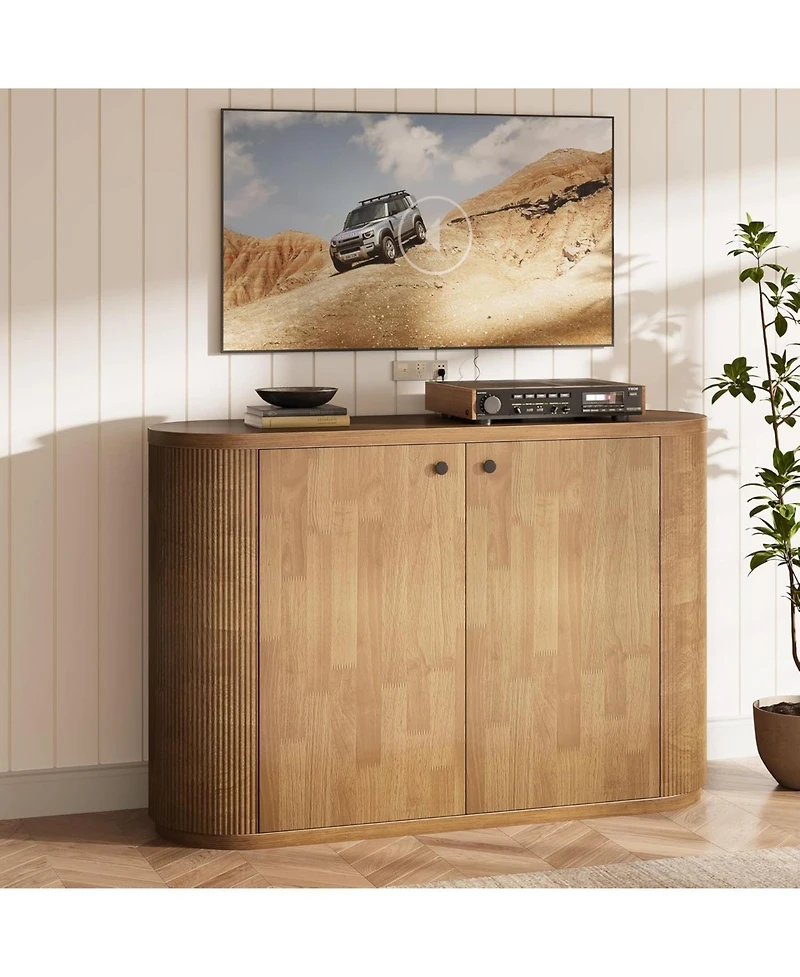 Tribesigns 47" Tv Stand for Tvs up to 55 Inches, Farmhouse Entertainment Center with Storage Cabinet, Wooden TV Media Console for Living Room, Bedroom
