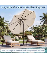 Sugift 10 feet Scalloped Solar Patio Umbrella with 24 Led Lights and Push Tilt