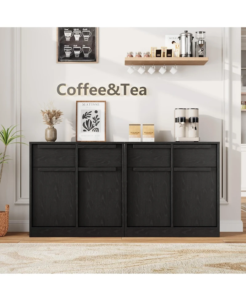 homfan Sideboard Buffet Cabinet with 2 Drawers 31.5" Large Coffee Cabinet with Storage, Modern Buffet Table for Kitchen, Dining Room or Living Room