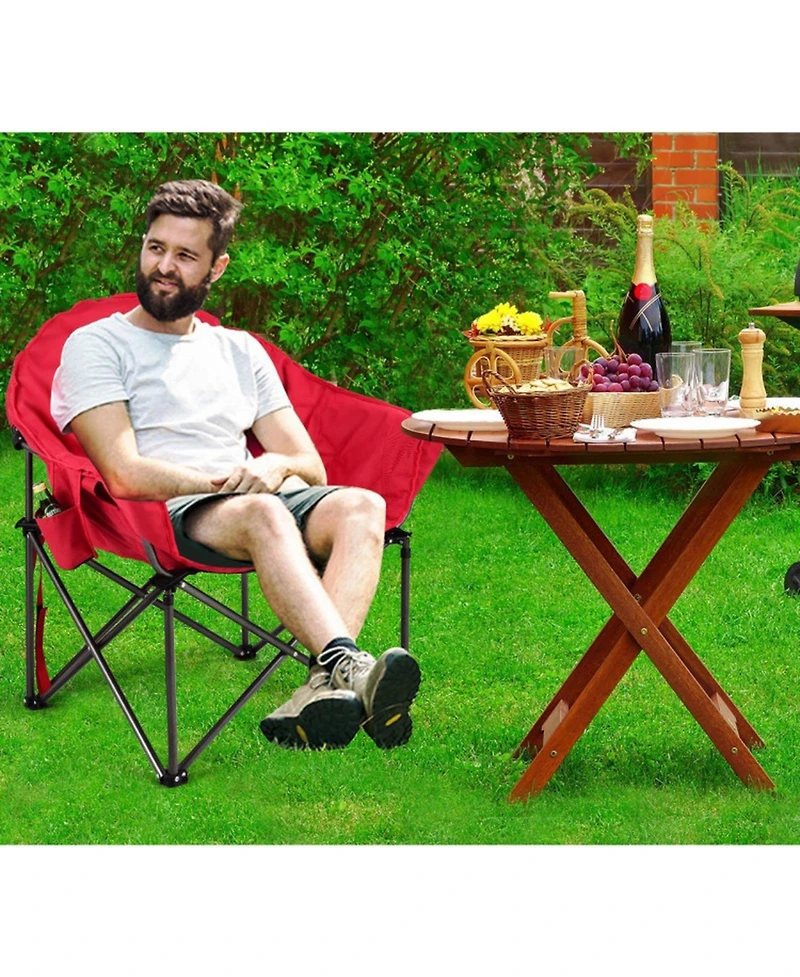Sugift Oversized Folding Camping Moon Chair with Cup Holder and Side Storage Pocket