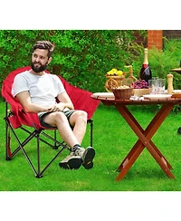 Sugift Oversized Folding Camping Moon Chair with Cup Holder and Side Storage Pocket
