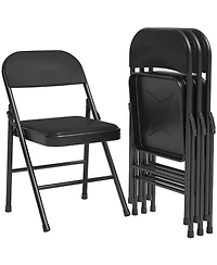 homfan Set of 4 Folding Chairs with Padded Seat - Heavy Duty Steel Frame Foldable Chairs, Pu Cushioned Stackable for Indoor Outdoor