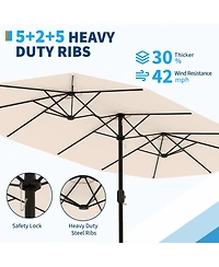 homfan Outdoor Patio Umbrella 15ft x 9ft, Manual Tilting Canopy for Garden or Table (Base Not Included)